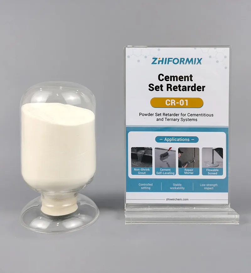 ZhiFormix CR-01 cement retarder powder with branded product information display