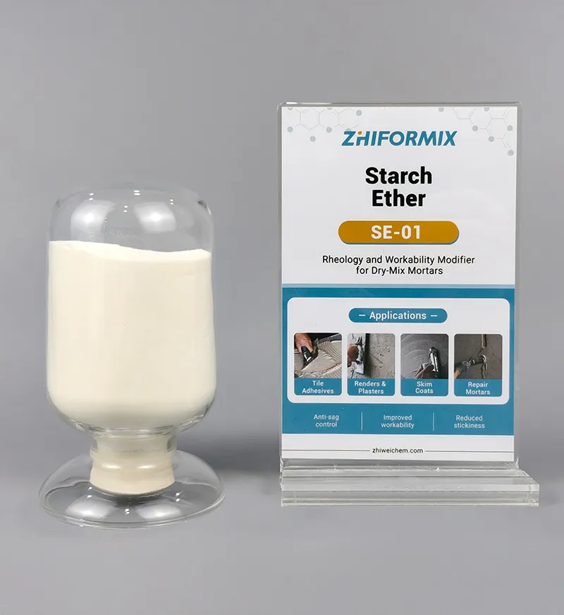 ZhiFormix SE-01 starch ether powder with branded product information display